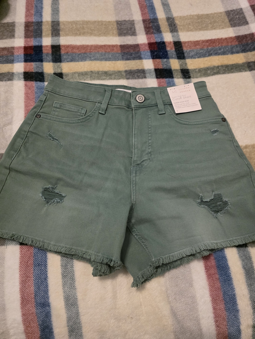 LC Lauren Conrad Sage Green Distressed Denim Cutoff Shorts